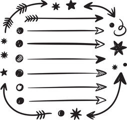 Creative Hand Drawn Arrow and Bullet Point List Elements