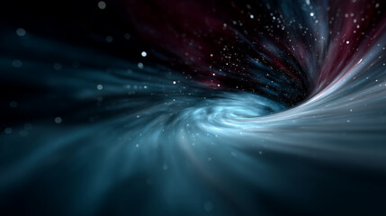 Travel through a futuristic wormhole tunnel bending time and space, glowing hyperspace vortex filled with millions of stars, nebula clouds and streaks of light rushing toward the c