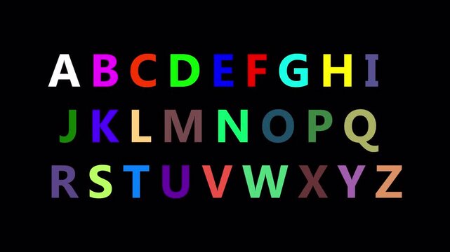 animated a to z english alphabet abstraction with transparent background contemporary composition abstract in 4K animation 