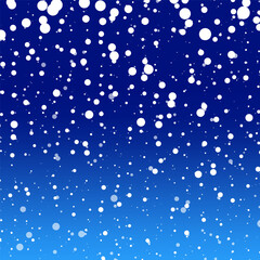 Falling Snow Illustration on Blue Gradient Background Design