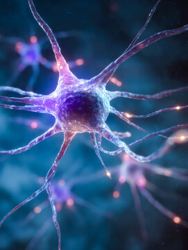 Glowing neuron with intricate connections in a neural network