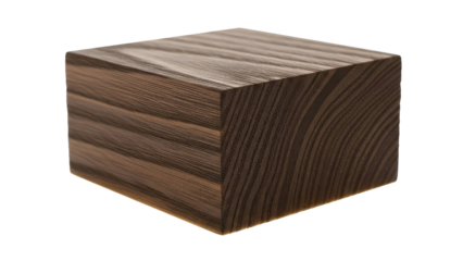 Dark Wood Cube Display With Natural Grain Patterns