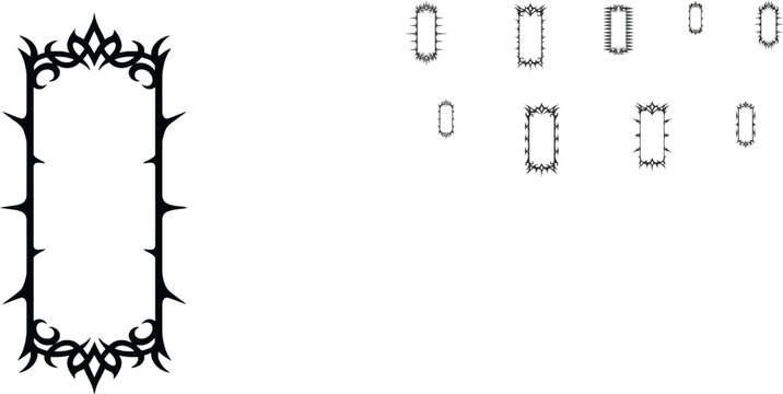 Ornate black frame with thorns and floral details on white background