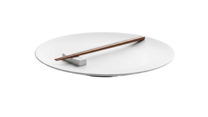 Clean White Plate With Wooden Chopsticks On Stand Minimalist Setting