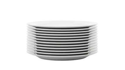 Stack of White Plates Ready for Service on Black Background