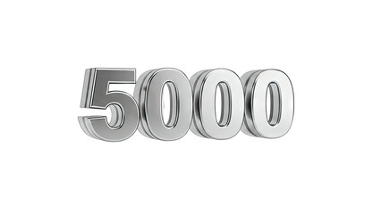 3D Render of the Number 5000 on White Background