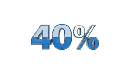 3D Rendered 40 Percent Sign on White Background