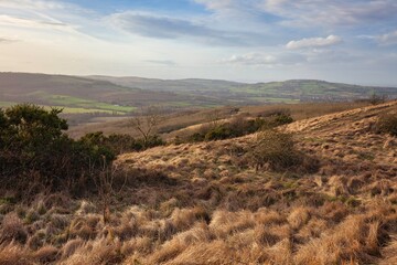 Longbarrow Bank near Brockhampton, looking towards Winchcombe, Cotswolds, Gloucestershire, England