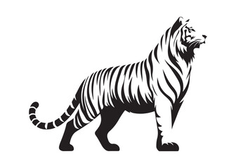 tiger logo silhouette vector, tiger silhouette vector illustration, wild cat black silhouette bengal tiger animals,  bengal tiger logo silhouettes vector on white background