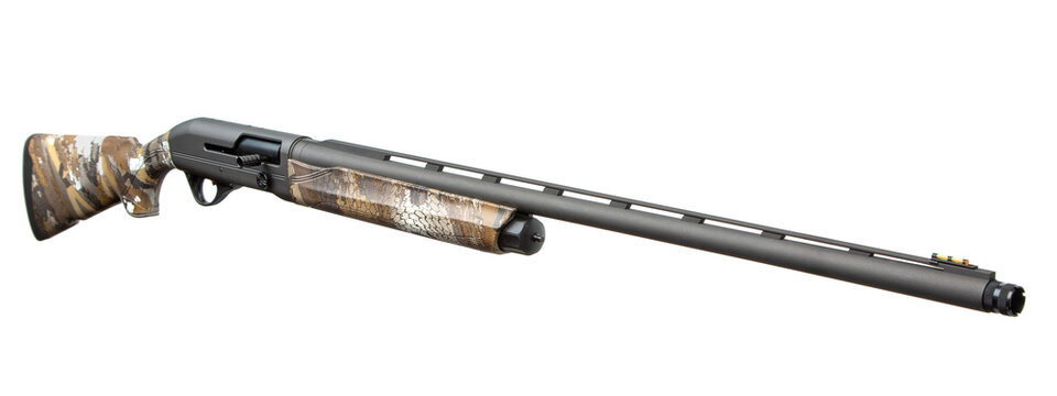 Semi-automatic hunting shotgun with camouflage