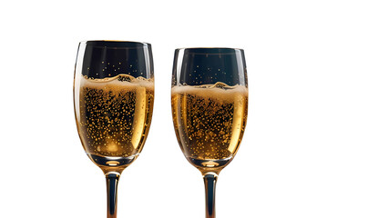 thoughtful mini-thought process AI-search-thought-processTwo crystal flute glasses filled with sparkling gold champagne and bubbles are isolated on a white background for a wedding celebration or anni