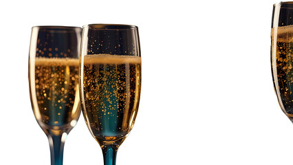 thoughtful mini-thought process AI-search-thought-processTwo crystal flute glasses filled with sparkling gold champagne and bubbles are isolated on a white background for a wedding celebration or anni