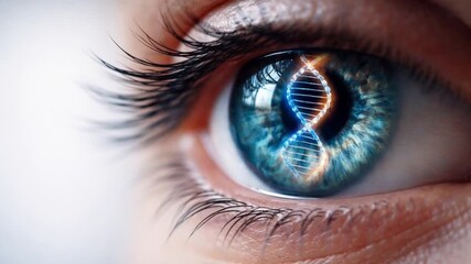 genomic medicine precision healthcare concept. A close-up of an eye reflecting a DNA strand. - Powered by Adobe