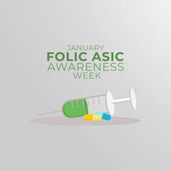 Vector graphic of Folic Acid Awareness Week for Folic Acid Awareness Week celebration.