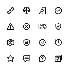 Service, Delivery and Security Outline Icon Set for Support and Status UI