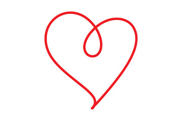 Continuous line red heart vector