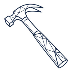 Title: A minimalist line of a hammer on a white background abstract