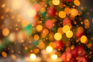Generative AI vibrant bokeh lights capturing festive holiday atmosphere with colorful glow effects