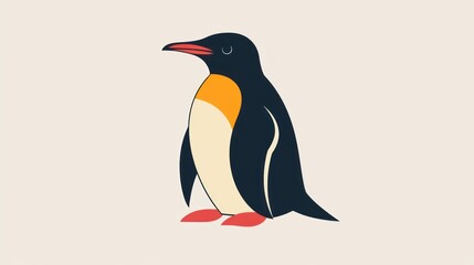 Fototapeta premium Cute cartoon penguin illustration, simple, flat design