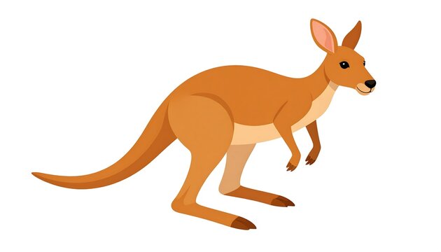 Cartoon depiction of a kangaroo, standing upright with its forepaws tucked in and its tail extended for balance