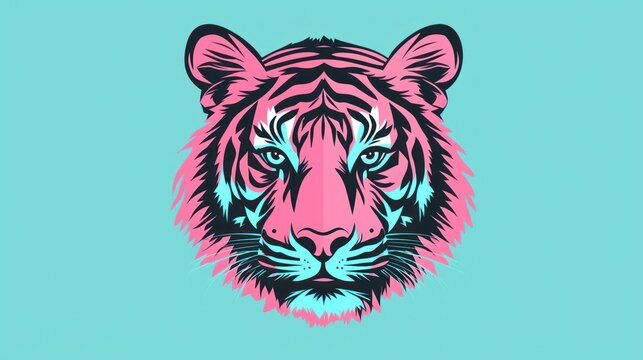 Abstract Tiger Head, Pop Art Style, Flat Design, Background Suitable for prints or digital media