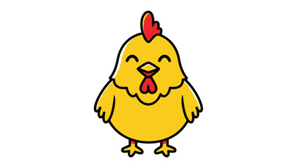 Happy Yellow Baby Chick Cartoon Character Standing on Isolated White Background