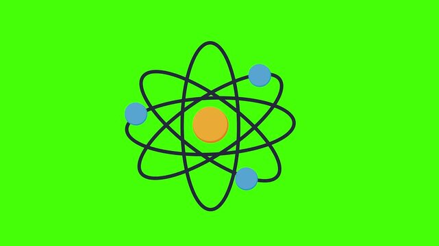 atom molecular chemistry or physic icon concept loop animation video with alpha channel