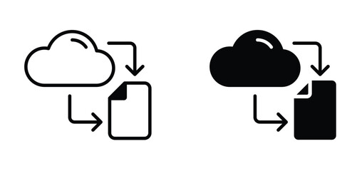 Cloud backup icon. Data synchronization symbol. Cloud computing sign