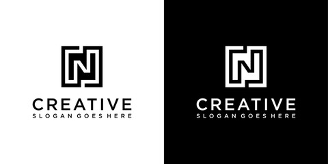 Initial letter N or NN monogram logo design vector