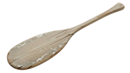 Weathered Wooden Oar Isolated on Black Background