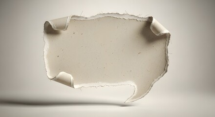 Recycled paper is used to create this beige speech bubble, which has a realistic ripped appearance.