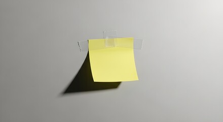Transparent tape is used to attach a small sticky note with little shadows.
