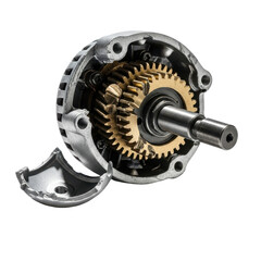 Naklejka premium Detailed Mechanism Gears Exploded View Metal Component