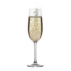 Champagne Flute Bubbles Rising Against Black Background