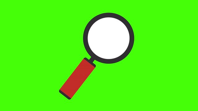 Magnifying glass icon symbolizing search or zoom functions investigation concept animation with alpha channel
