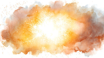 Watercolor Explosion Effect with Orange and Yellow Splatter