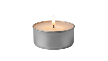 Burning Tealight Candle Flame Against Black Background