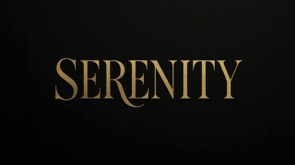 The word 'SERENITY' is displayed in elegant gold lettering against a black background. The design conveys a sense of calm and tranquility.