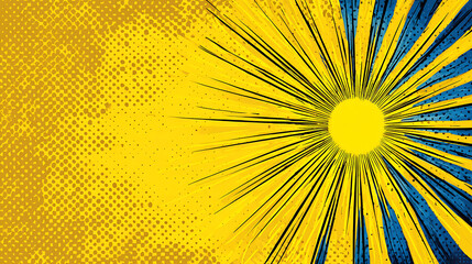 Yellow and Blue Comic Book Sunburst Background comic style