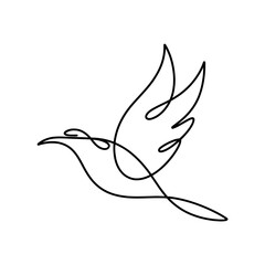 Fototapeta premium Line Art Illustration of a Flying Bird , Bird Line Art Vector Illustration