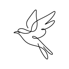 Obraz premium Line Art Illustration of a Flying Bird , Bird Line Art Vector Illustration