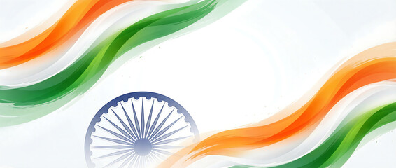 Happy Indian Republic Day Celebration Banner Background Design Template. Artistic Watercolor Indian Flag Background with Ashoka Chakra for Republic and Independence Day Celebrations