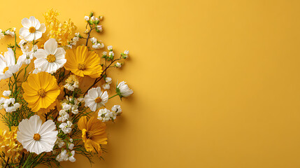 Yellow and White Cosmos Flowers with Yellow Accents