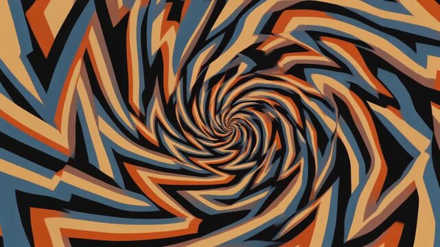Abstract psychedelic swirling vortex pattern with colorful geometric zigzag lines creating an optical illusion.