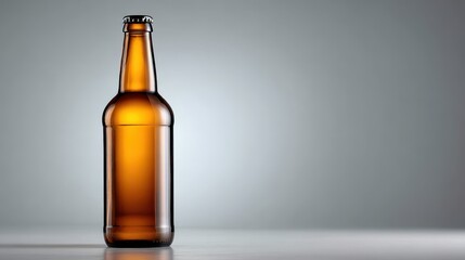 Elegant amber glass beer bottle mock-up featuring blank label for design testing
