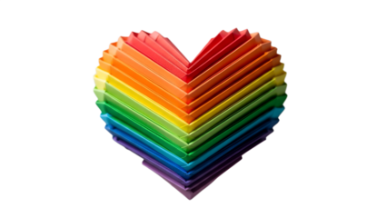 Colorful layered heart shape made of paper in rainbow colors  