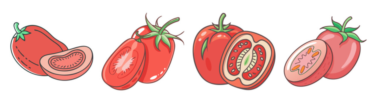 Fresh ripe roma tomatoes cut in half showing juicy interior and seeds ready for cooking