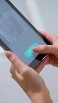 Seamless online shopping: finger tapping add to cart on touchscreen device