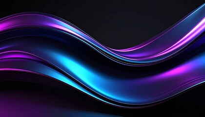 3D Metallic Black and Blue Wave Background
