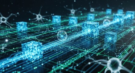 Interconnected digital network representing data transmission and communication